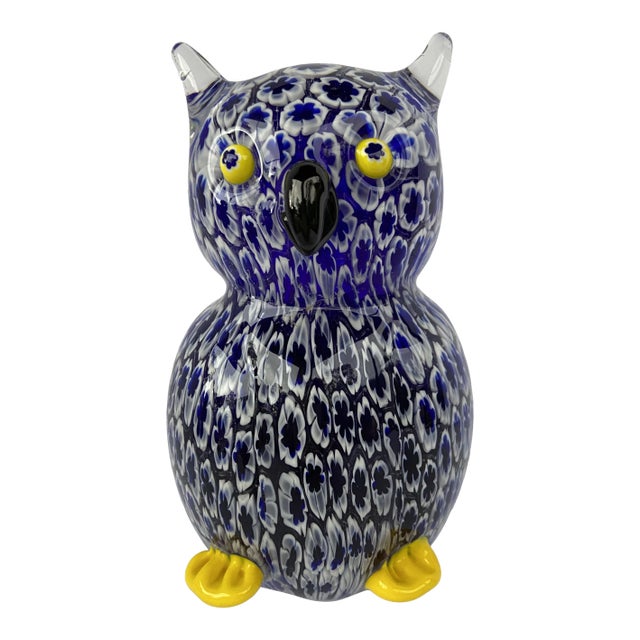 Mid-Century Millefiori Glass Owl For Sale
