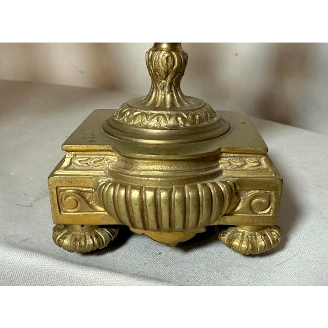 Bronze Pair of Antique Ornate Gilt Bronze French Neoclassical Candelabras Holders For Sale - Image 8 of 10