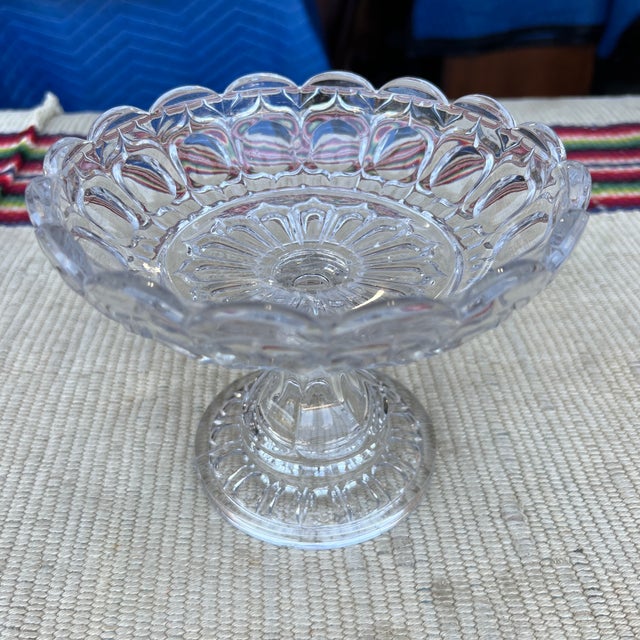 Antique American Pressed Flint Glass Compote "Oval Mitre" Pattern, Circa 1850's Most likely made by the Boston and...