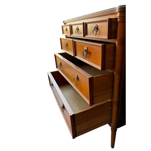 Brown 1970s Baker Furniture Faux Bamboo Pine Chinoiserie Mid Century Commodes - A Pair For Sale - Image 8 of 10