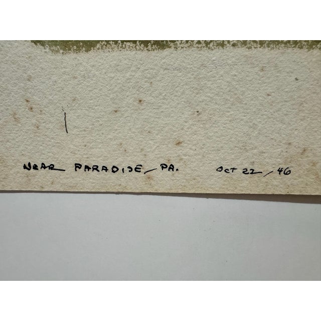 Henry Emil Salloch Original Watercolor on Paper Paradise, Pa. 1946. For Sale - Image 4 of 6