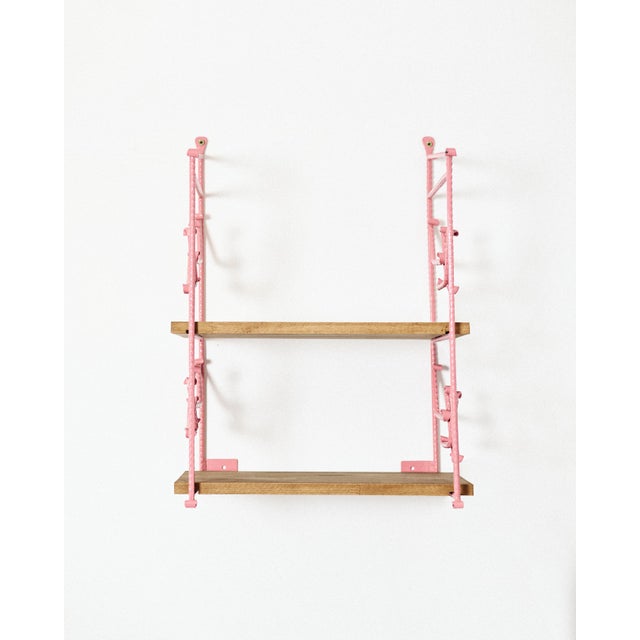 Pink Shelves in Metal and Wood, 1970s, in Restored conditions. Designed 1970 to 1979