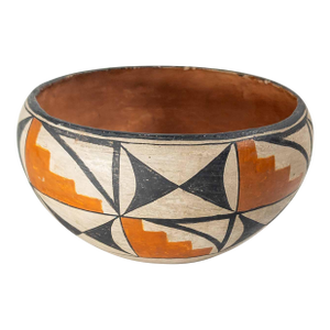 20th Century Southwest Native American Indian Acoma Polychrome Pottery Bowl