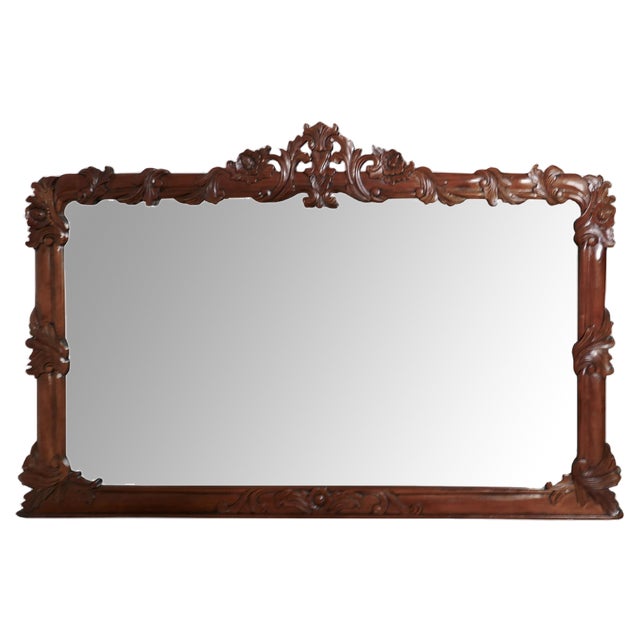 Large Carved Overmantle Mirror, 1980s For Sale