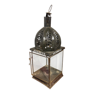 Vintage Moroccan Glass and Metal Lamp 22" H