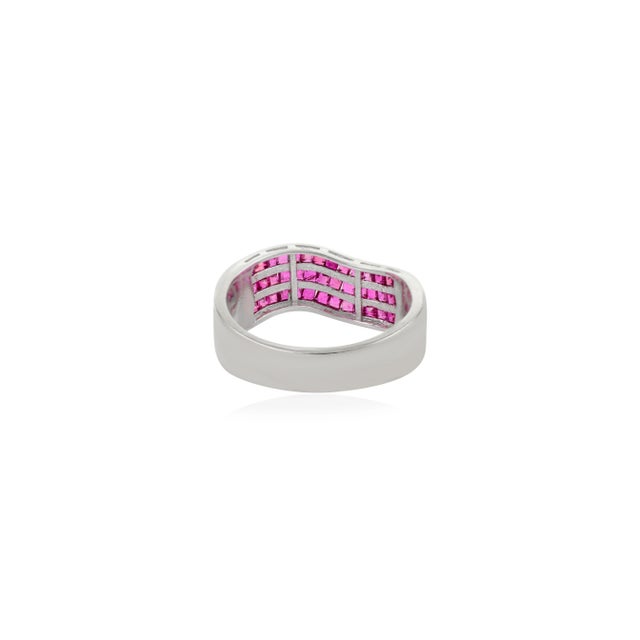 Not Yet Made - Made To Order Contemporary Wave Natural 2.02 Ct Ruby Channel Set Band Ring Size 8 For Sale - Image 5 of 12