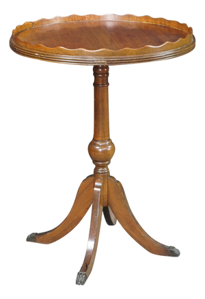 Vintage Georgian Style Round Mahogany Piecrust Pedestal Table Sculpture Stand