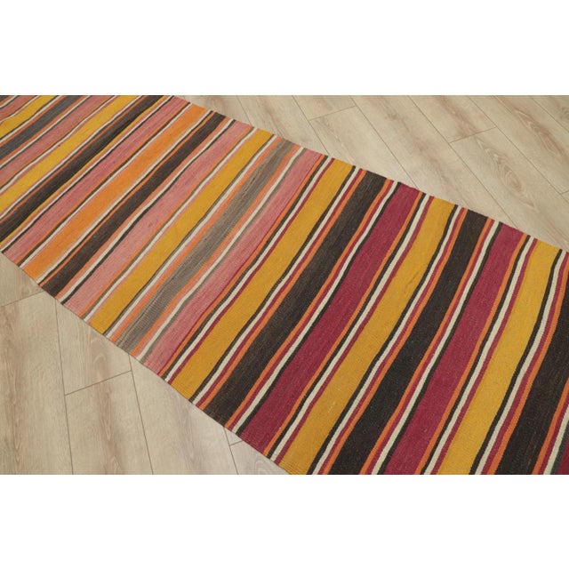 1980s Tribal Red Striped Runner Rug For Sale - Image 12 of 13