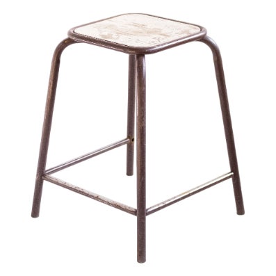 Vintage Industrial Metal Stool For Sale