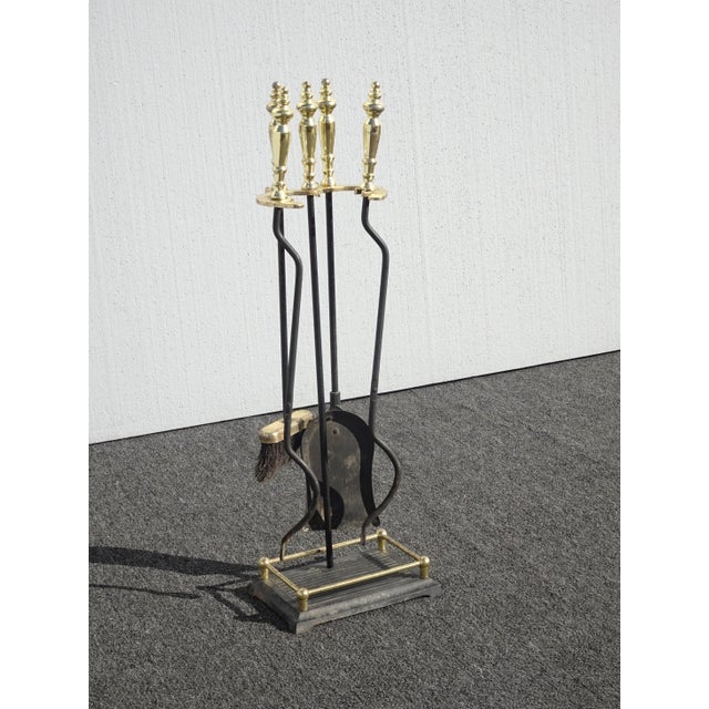 1970s Vintage French Country Brass and Metal Fireplace Tools For Sale - Image 5 of 13