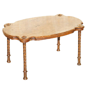 Antique Hand-Carved Burr Walnut Coffee Table, 1880