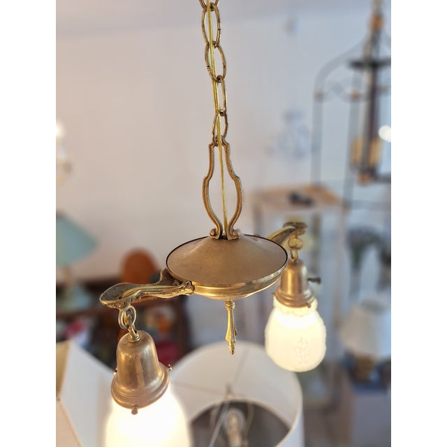 1920s 1920s Edwardian Aladdin Pan Fixture-Two Lights For Sale - Image 5 of 6