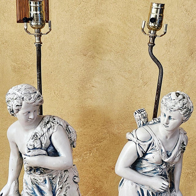 Vintage Neoclassical Figural Table Lamps Greco-Roman Sculptural Lamps - Pair For Sale - Image 12 of 18