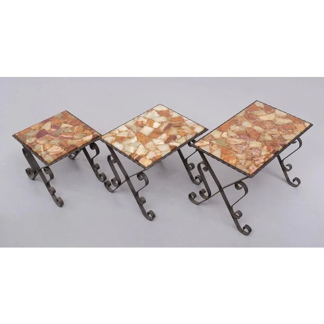 Mid-Century Modern French Onyx Nesting Tables, 1972, Set of 3 For Sale - Image 3 of 9