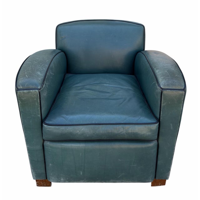 Thomas Callaway Art Deco Leather Club Chair. 1 of 2 available.