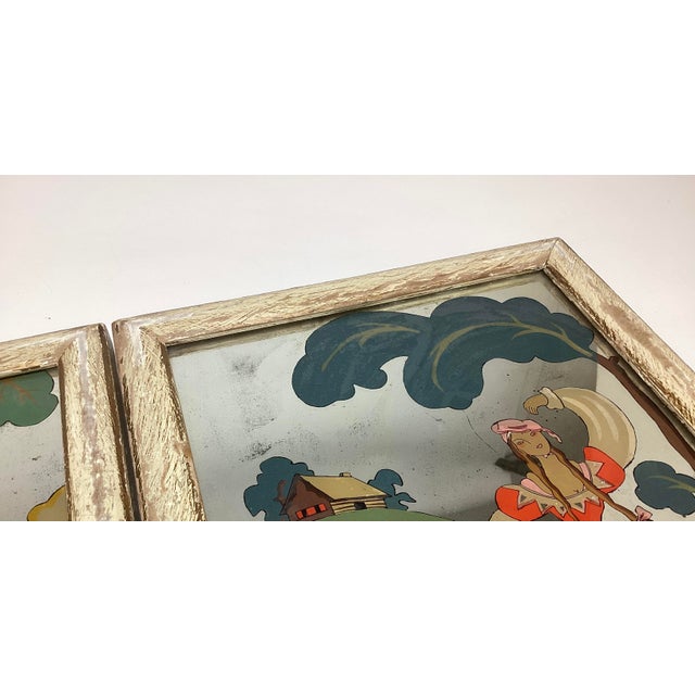 1920s Pair of Art Deco Reverse-Painted Mirrors After Georges Barbier For Sale - Image 4 of 6