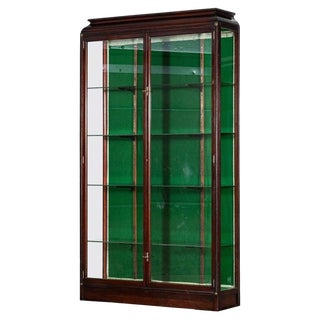 19thc English Mahogany Glazed Display Cabinet, 1890 For Sale