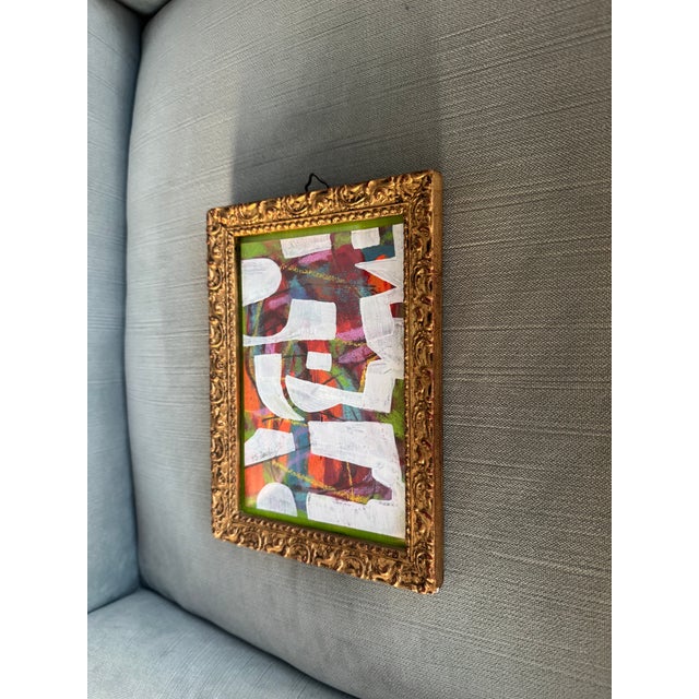 Contemporary Contemporary Abstract Acrylic Painting in Antique French Frame For Sale - Image 3 of 4