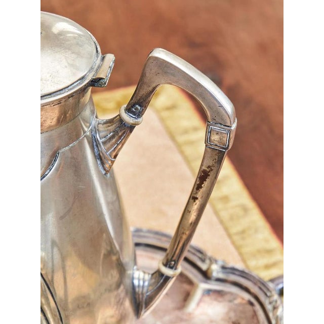 Art Nouveau Tea and Coffee Set with Monogram CM, Set of 5 For Sale - Image 3 of 12