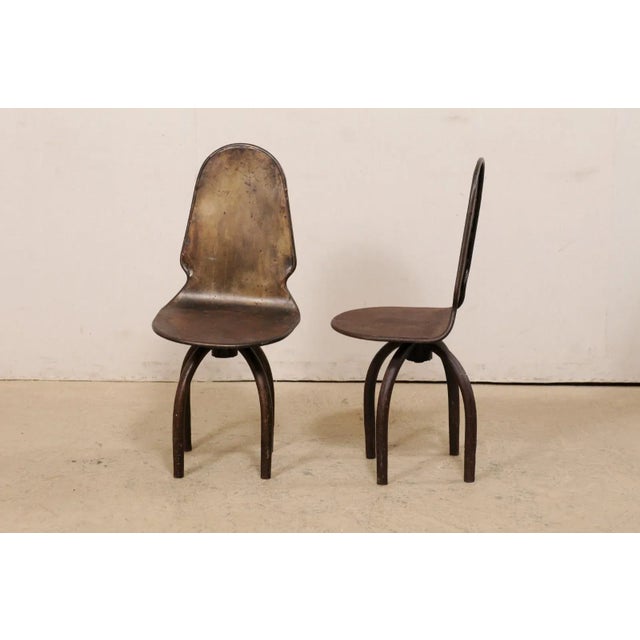 Vintage Mid Century Spanish Iron Swivel Chairs on Spider-Style Legs - a Pair For Sale - Image 9 of 11