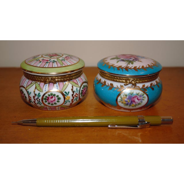 Vintage Limoges Round Porcelain China Box With Floral Design For Sale - Image 17 of 18