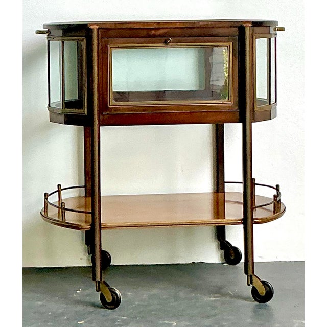 Brown Vintage Regency Vitrine Bar Cart For Sale - Image 8 of 12