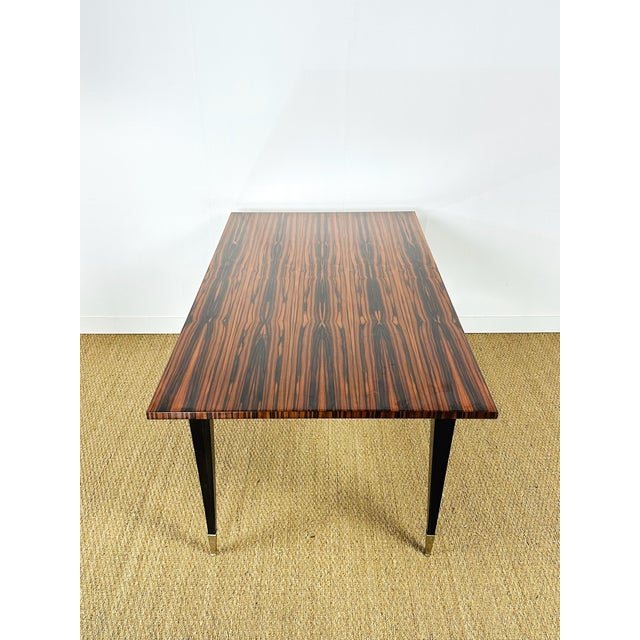 Art Deco Modernist Zebrawood Dining Table, France, 1950s For Sale - Image 16 of 18