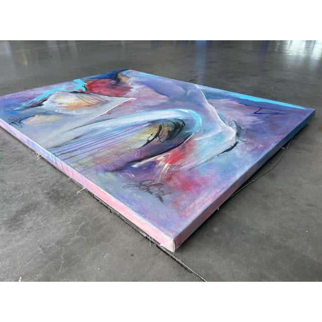 Contemporary Large Contemporary Abstract Studio Painting on Canvas, 48x36 - Signed For Sale - Image 3 of 11