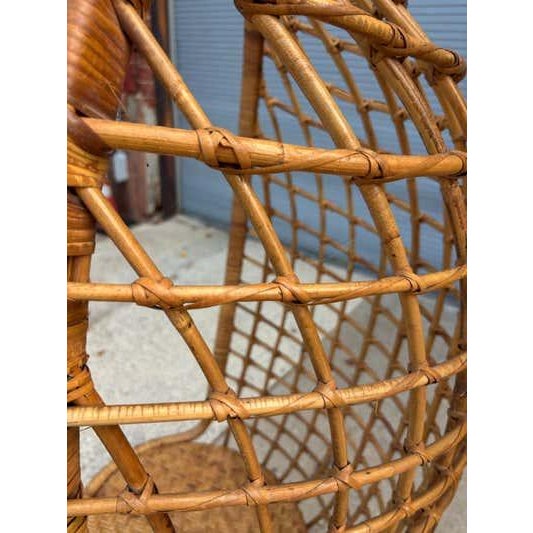 Mid-Century Modern Wicker Rattan Hanging Chair, Italian Franco Albini Style For Sale - Image 11 of 13