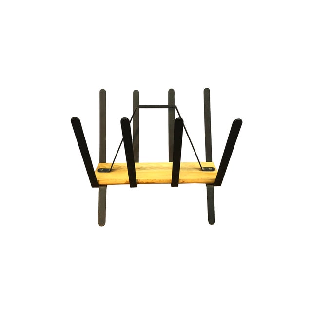 Black Metal and Wood Magazine Rack Chairish