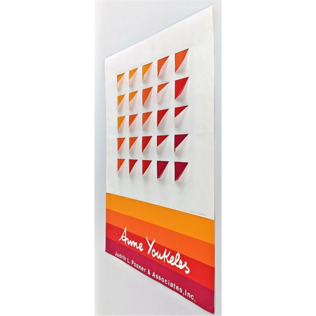 Mid-Century Modern 1970s Vintage Anne Youkeles Op Art Pencil Signed Poster Print For Sale - Image 3 of 13