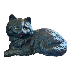 Vintage Black Cast-Iron Fireplace Cat, Door Stopper