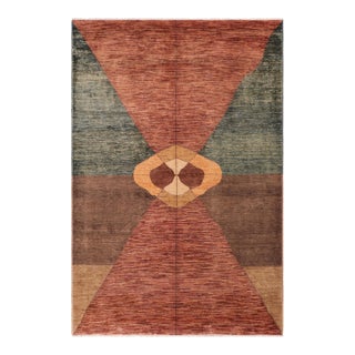Contemporary Gabbeh Rust/Brown Wool Rug - 6'7'' X 9'10'' For Sale