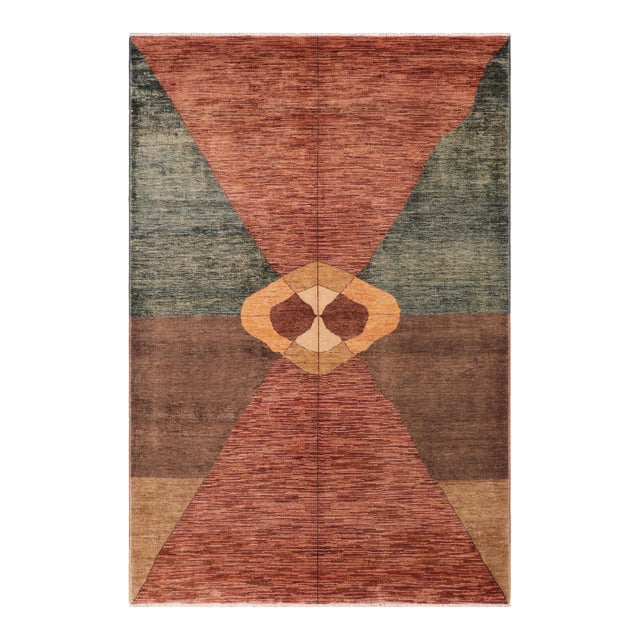 Contemporary Gabbeh Rust/Brown Wool Rug - 6'7'' X 9'10'' For Sale