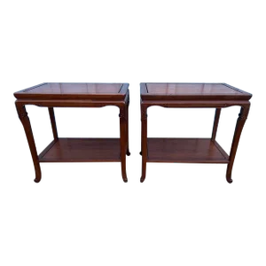 Mid 20th Century Pair Vintage Chinoiserie Style Side Tables