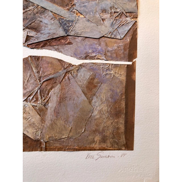 1980s Vera Simons, MIxed Media Collage Assemblage Abstract Expressionist Painting Female Aviator, 1985 For Sale - Image 5 of 6