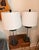 Metal 1990s Organic Modern Seeded Glass and Matte Black Table Lamps With Linen Drum Shades Included - Pair For Sale - Image 7 of 8