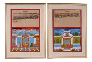 Indian Miniature Tala Paintings, 19th Century - a Pair