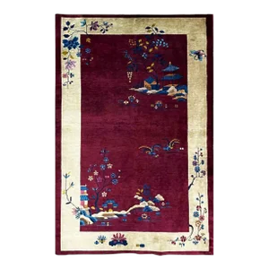 Early 20th Century Antique Art Deco Chinese Rug, 4'10" X 7'9"