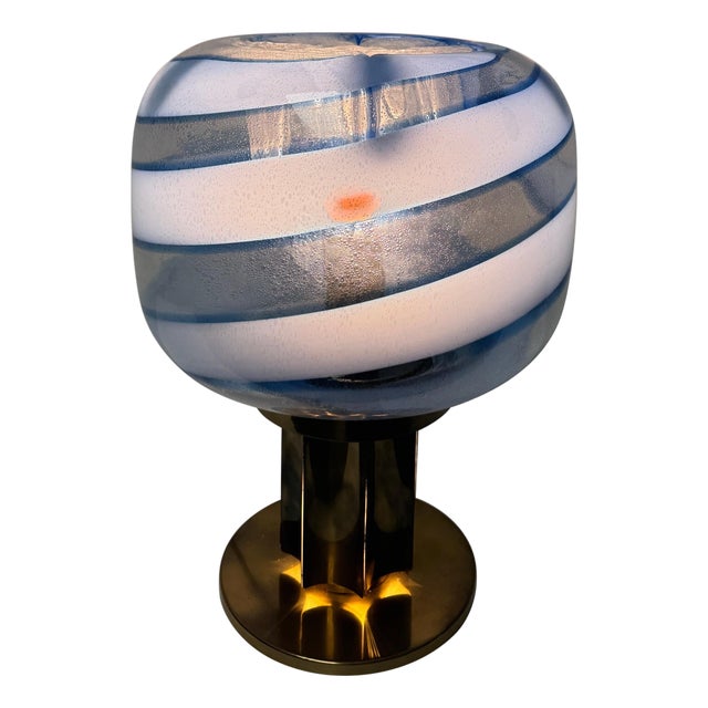 Hand-Blown Glass and Brass Table Lamp attributed to Toni Zuccheri, 1970s For Sale