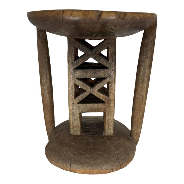 Vintage Hand-Carved African Stool For Sale