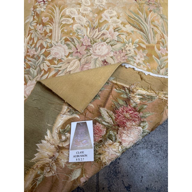 Gold Vintage French Floral Tapestry Runner, Circa 2000 For Sale - Image 8 of 8