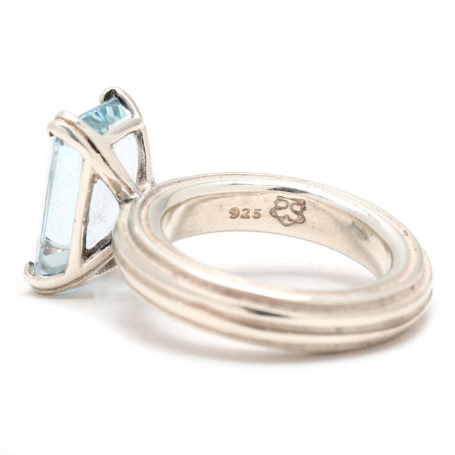 Early 21st Century Slane Blue Topaz Solitaire Ring, Sterling Silver, Ring Size 6.75 For Sale - Image 5 of 6