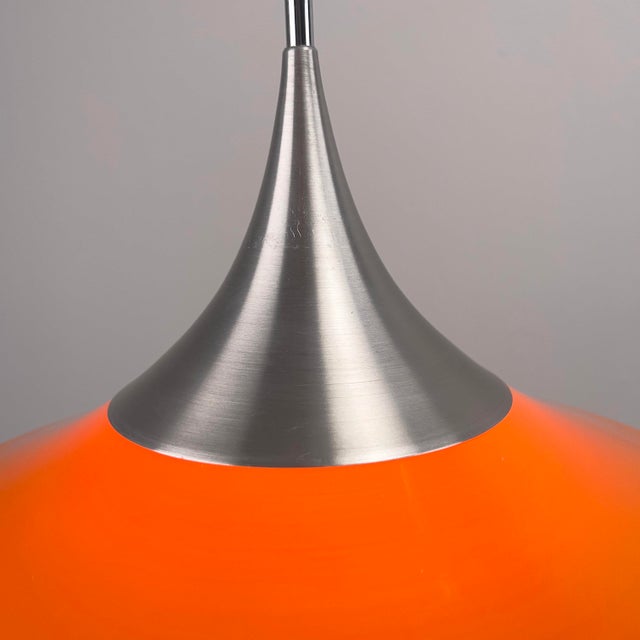 Metal Space Age Orange Tulip Pendant Lamp in Glass from Doria, Germany, 1970s For Sale - Image 7 of 9