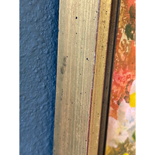 Mid-Century Modern Floral Abstract Acrylic on Board For Sale - Image 13 of 18