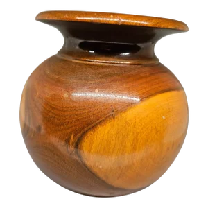 Vintage Hand Turned Natural Wood Vase