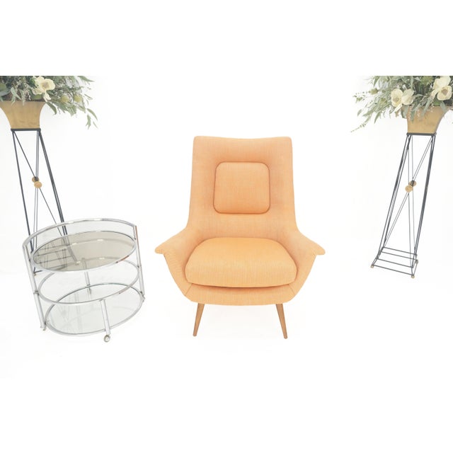 Mid 20th Century Lawrence Peabody Tapered Dowel Leg Lounge Chair Matching Ottoman New Upholstery For Sale - Image 5 of 18