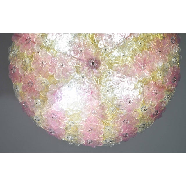 1970s Amazing Pink and Gold Large Size Murano Ceiling Light Flower by Seguso For Sale - Image 13 of 15