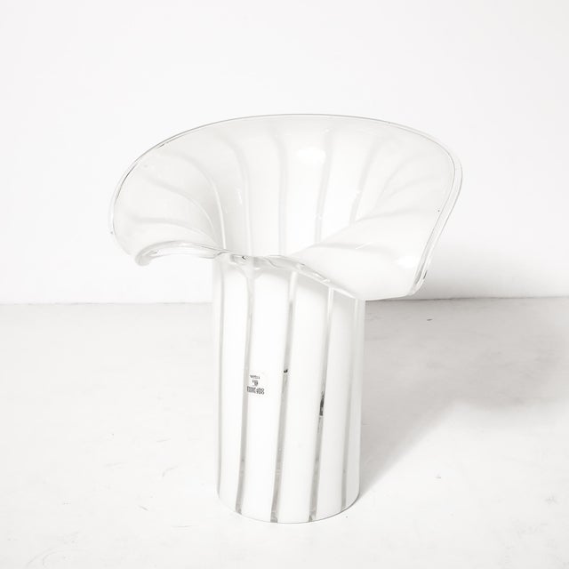 White Mid-Century Hand-Blown Murano Cala Lilly Form White Uplights Signed Vetri Murano For Sale - Image 8 of 14