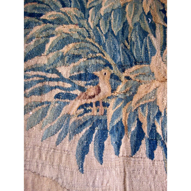 18th Century Flemish Tapestry Verdure Two Deers and a Castel Circa 17 Hundreds For Sale - Image 5 of 13